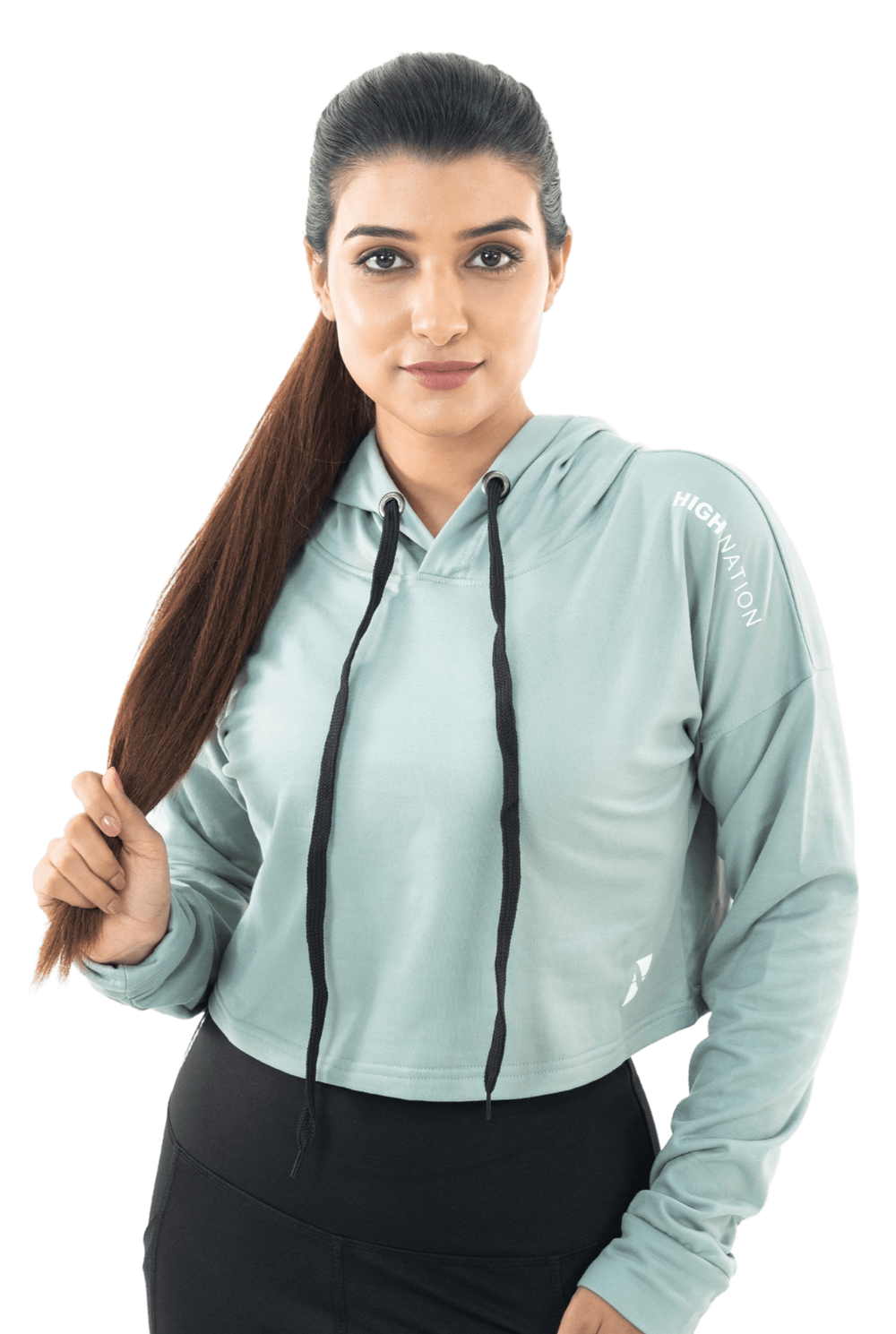 Aqua Blue Cozy Cropped Hoodie - HNAthleisure