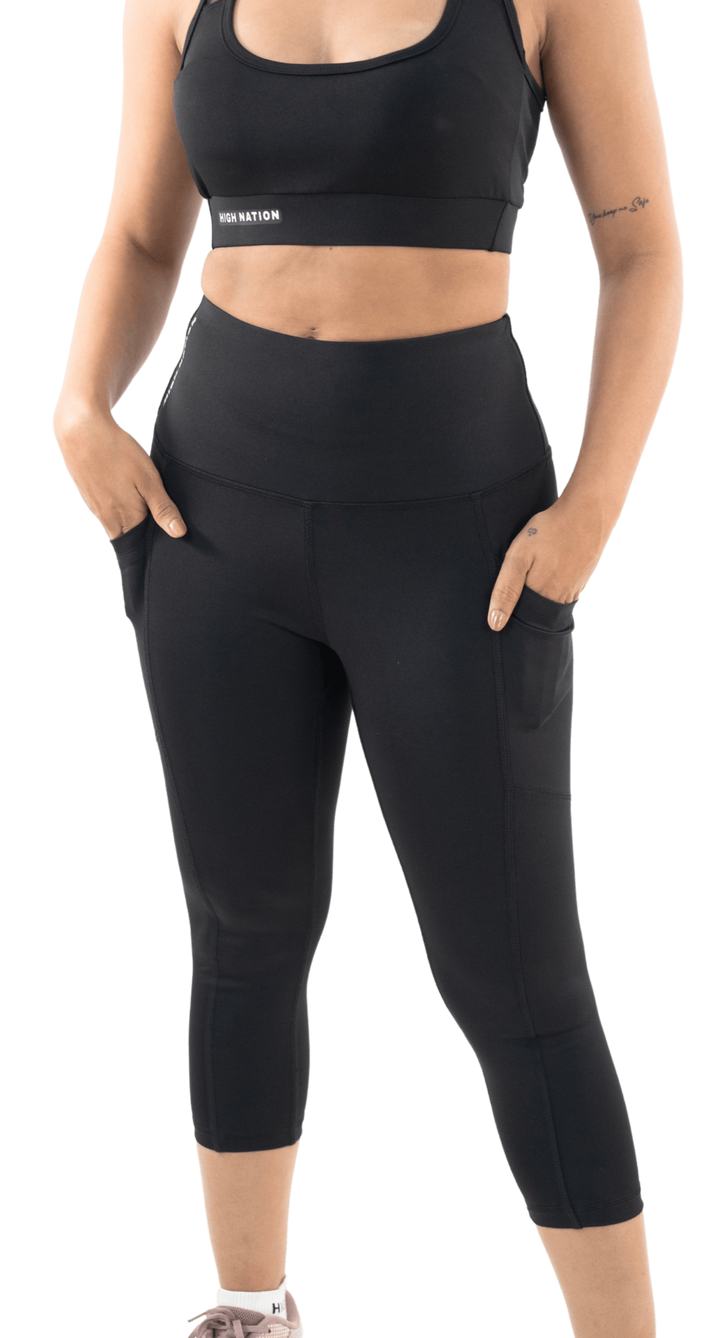 Black Sports Bra-Capri Pant Co-Ord Set - HNAthleisure