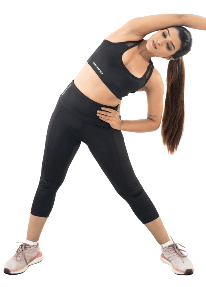 Black Sports Bra-Capri Pant Co-Ord Set - HNAthleisure