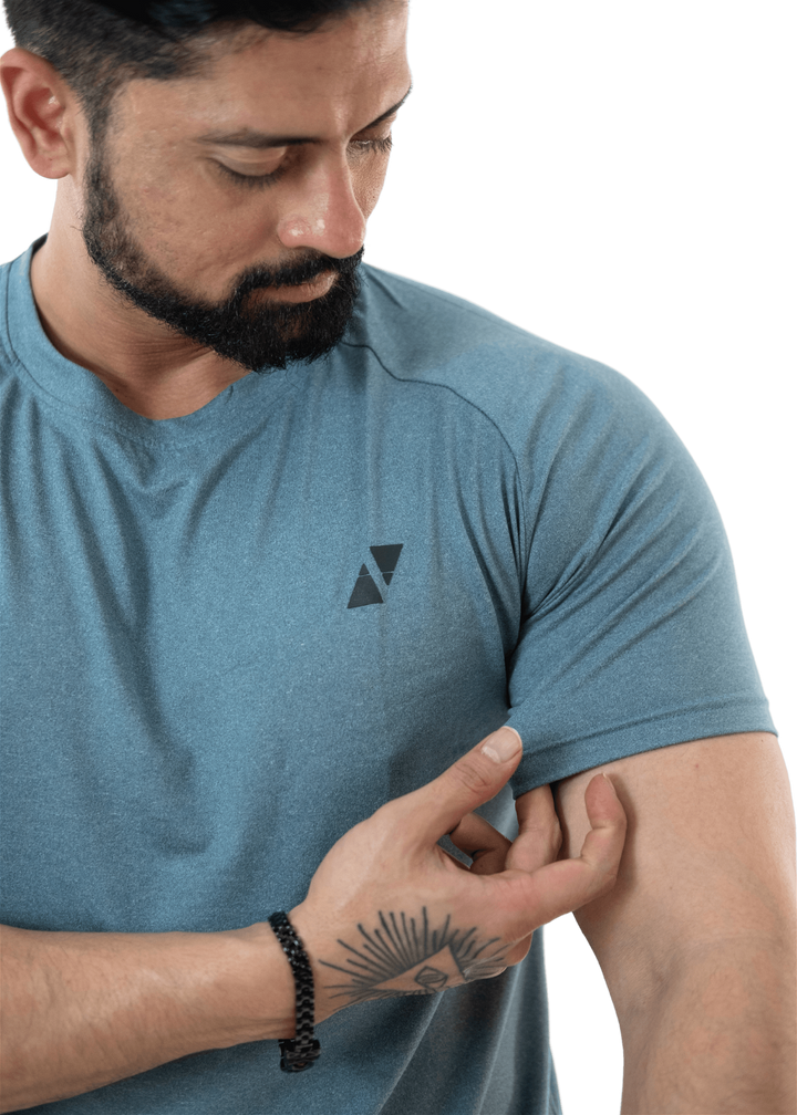 Blue Melange Rag Tee - HNAthleisure