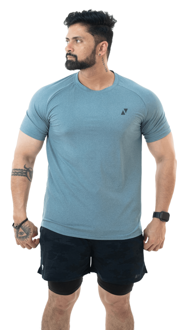 Blue Melange Rag Tee - HNAthleisure