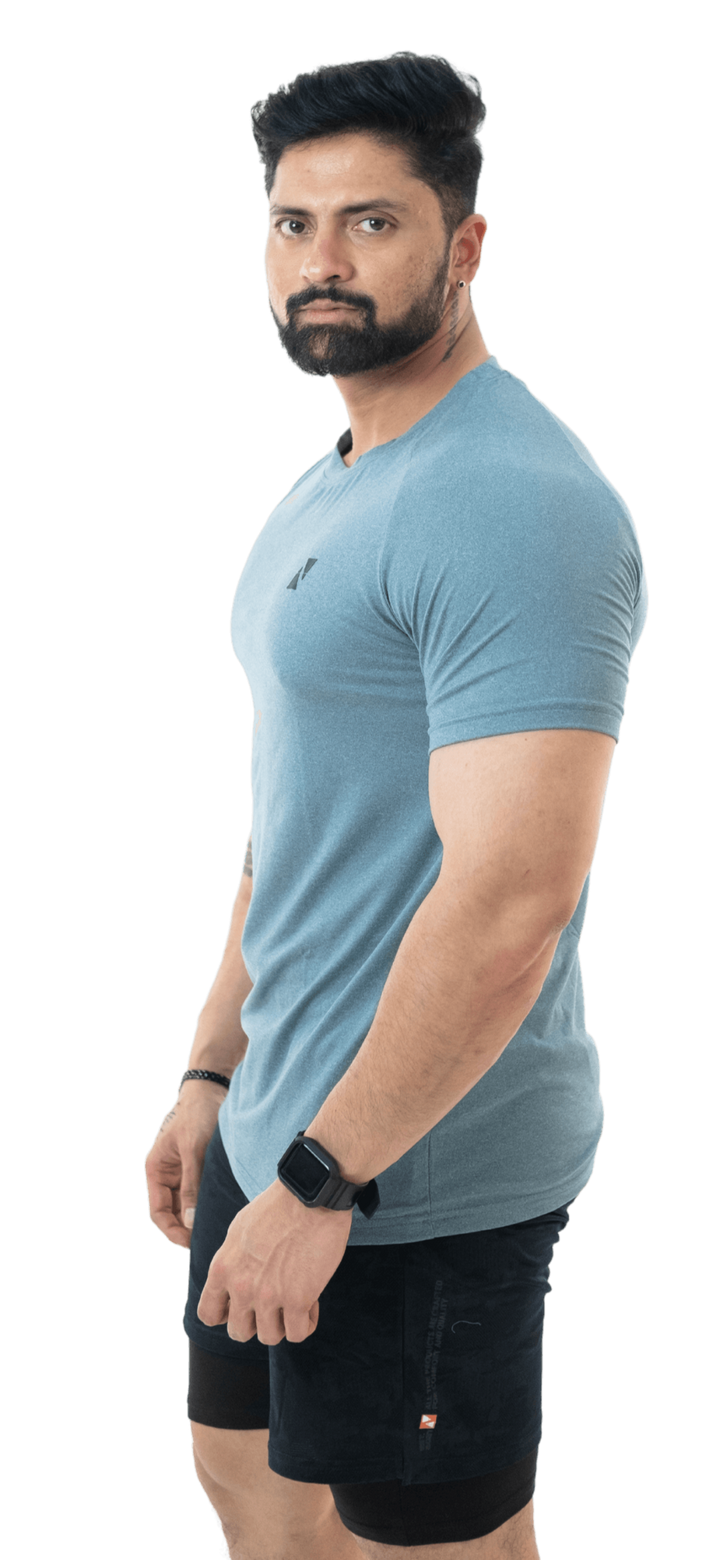Blue Melange Rag Tee - HNAthleisure