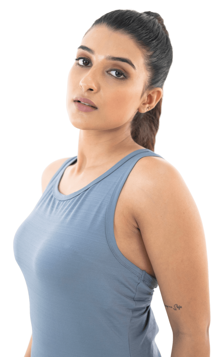 Grey Solid Tank Top - HNAthleisure