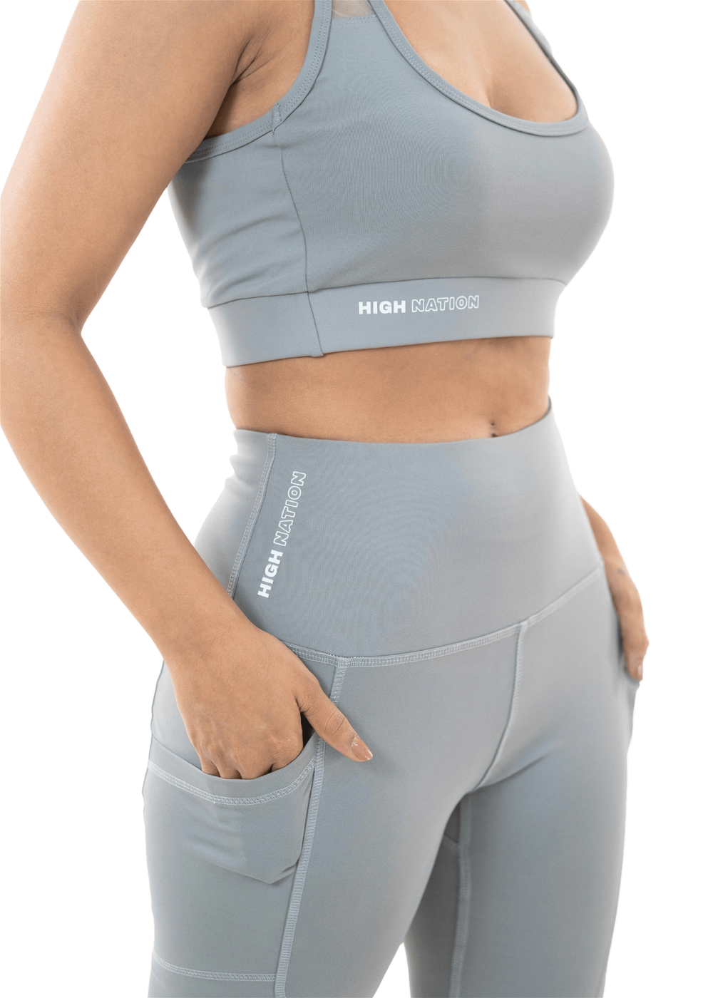 Grey Sports Bra-Capri Pant Co-Ord Set - HNAthleisure