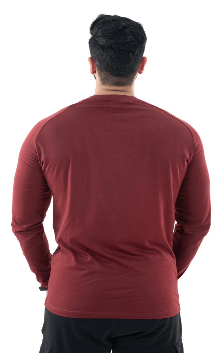 Maroon Full Sleeves Henley Tee - HNAthleisure