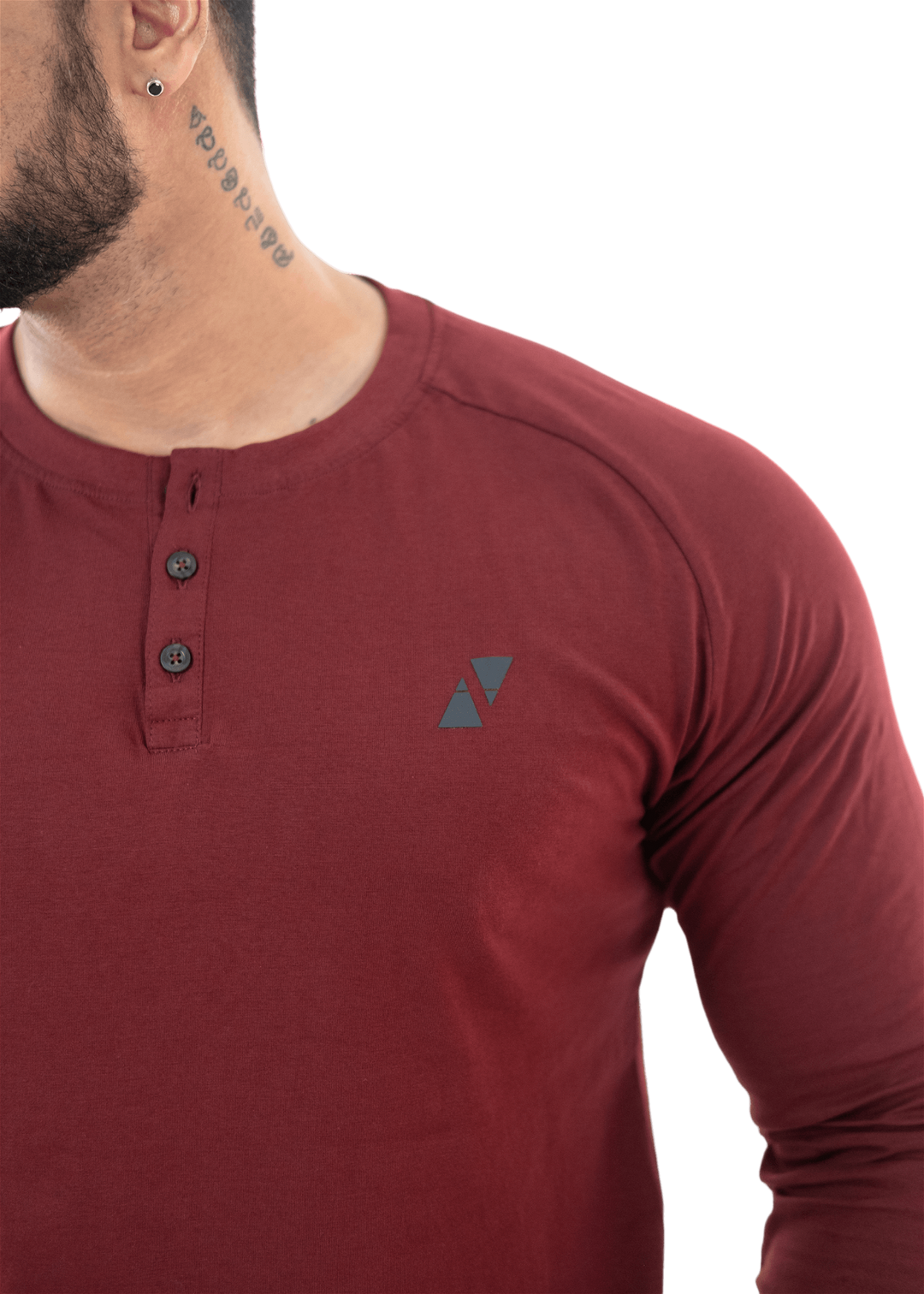 Maroon Full Sleeves Henley Tee - HNAthleisure