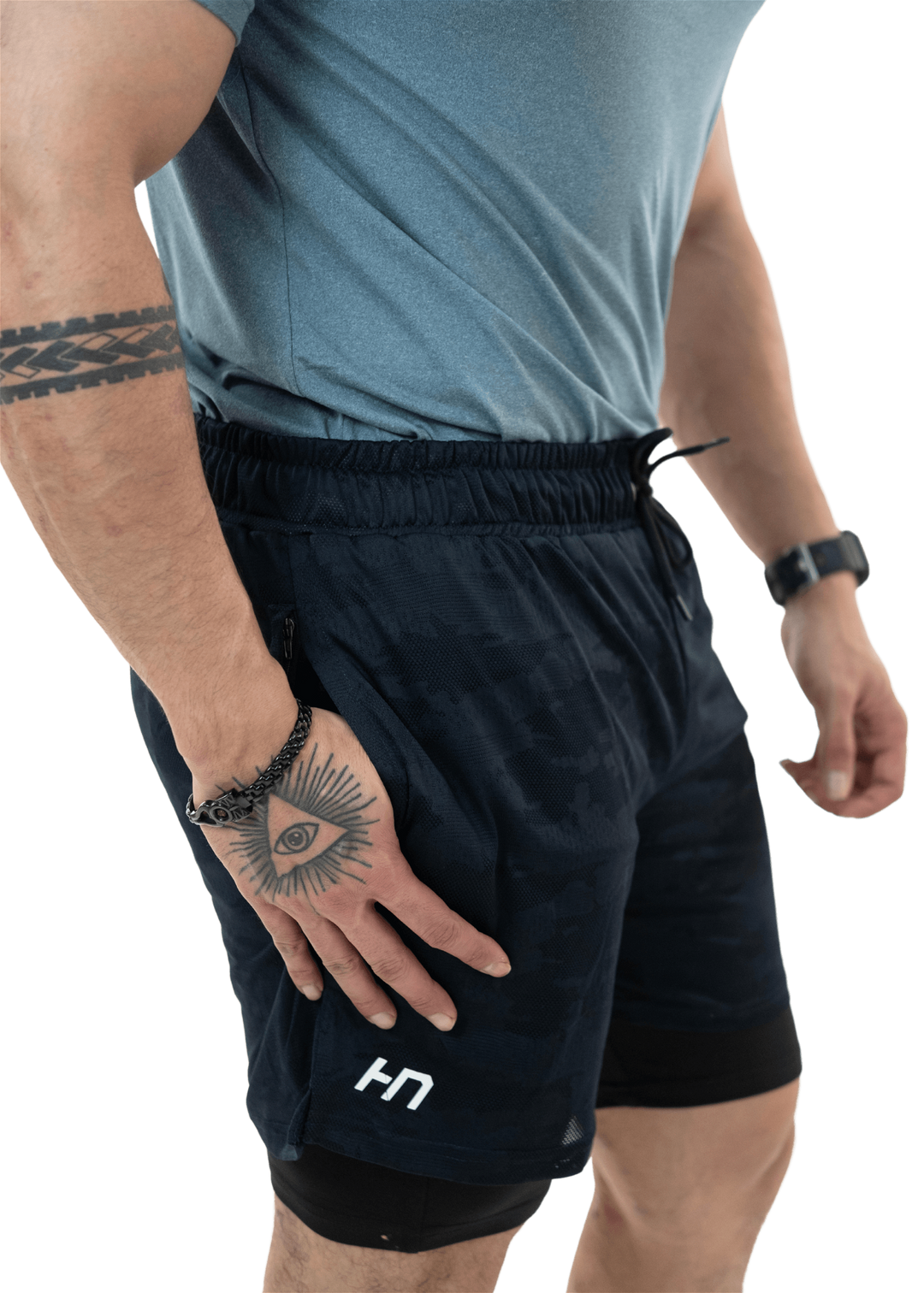 Navy Blue 2Layer Performance Shorts - HNAthleisure