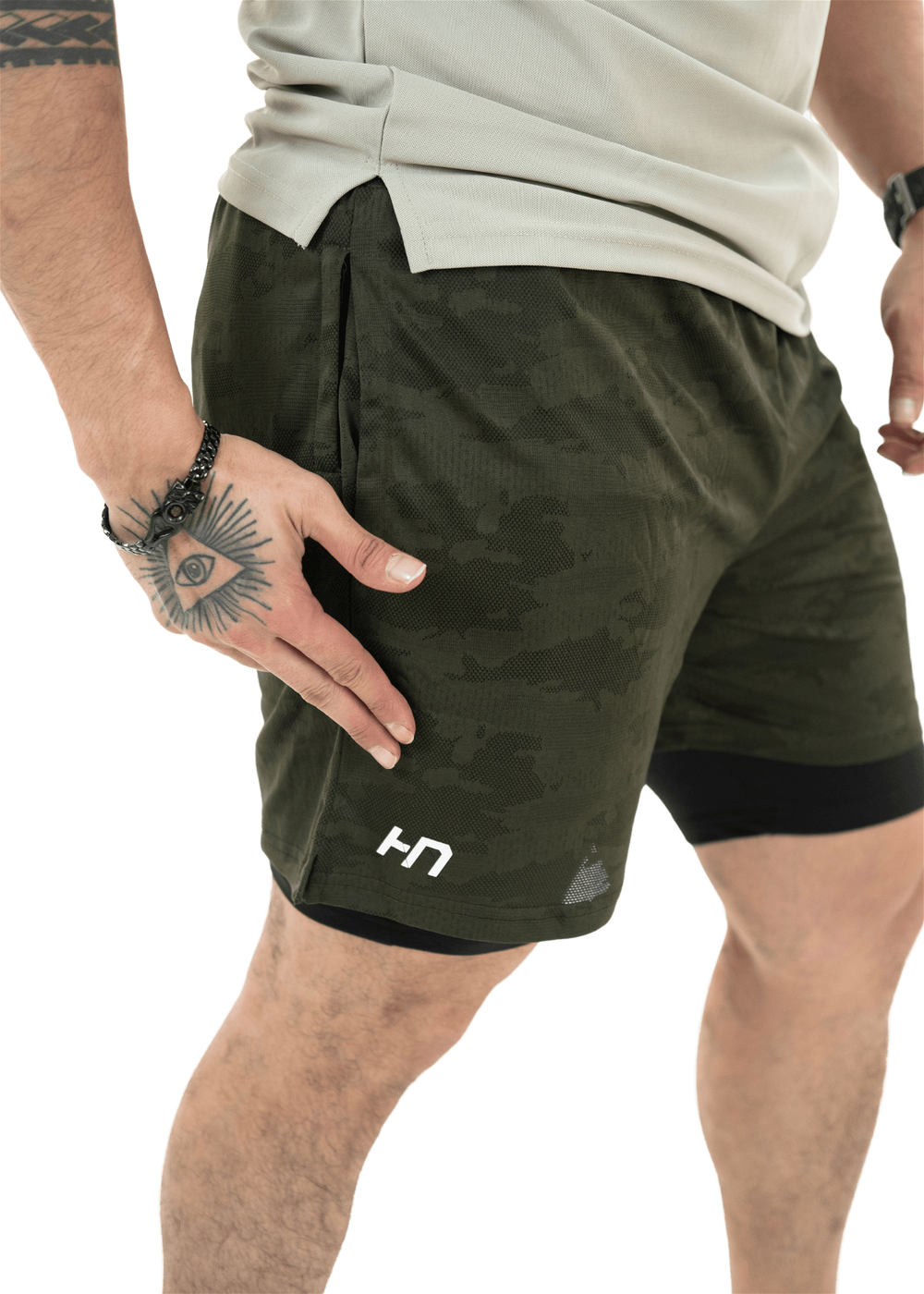 Olive Green 2Layer Performance Shorts - HNAthleisure