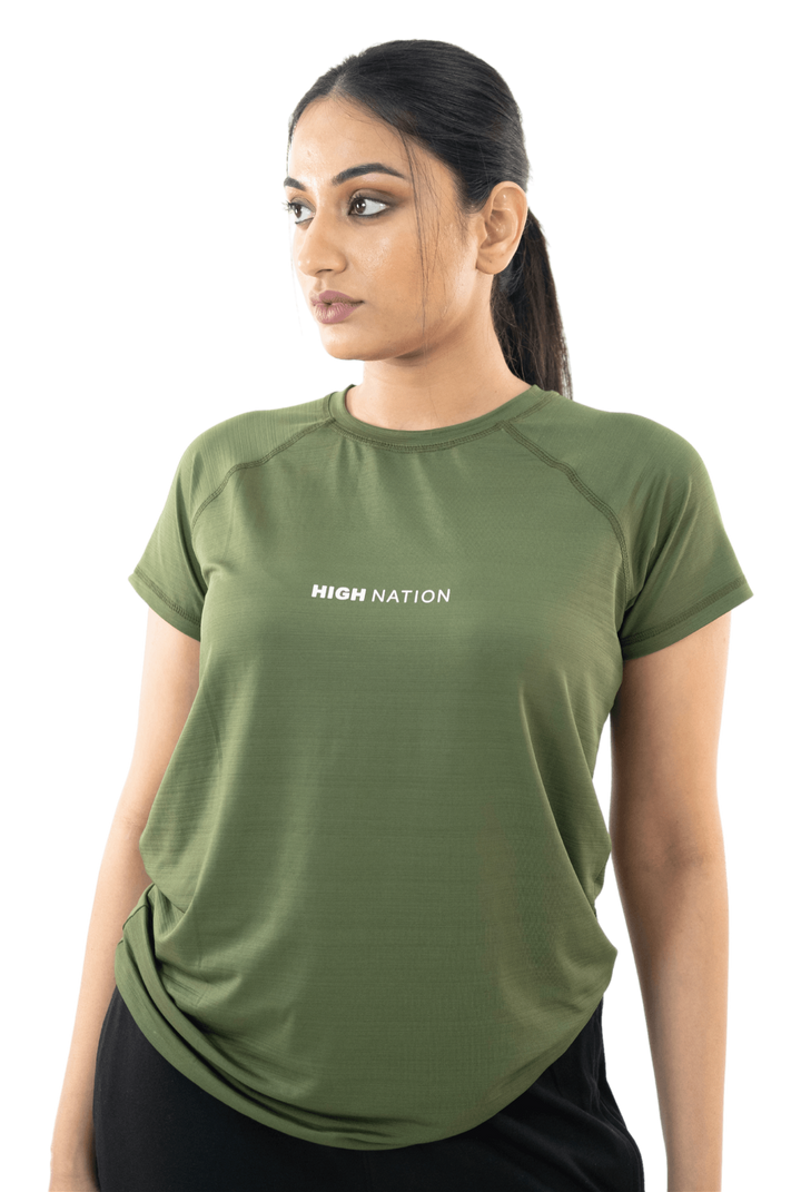 SOuLL Active Olive Green Half Sleeves T-Shirt - HNAthleisure