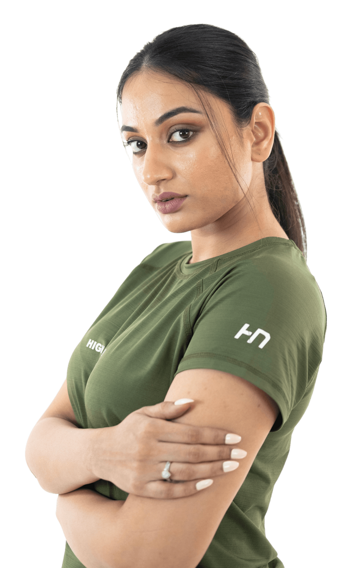SOuLL Active Olive Green Half Sleeves T-Shirt - HNAthleisure