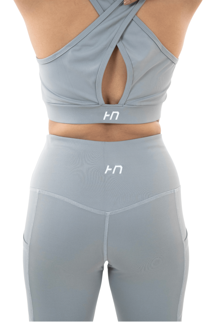Solid Grey Cross Back Sports Bra - HNAthleisure