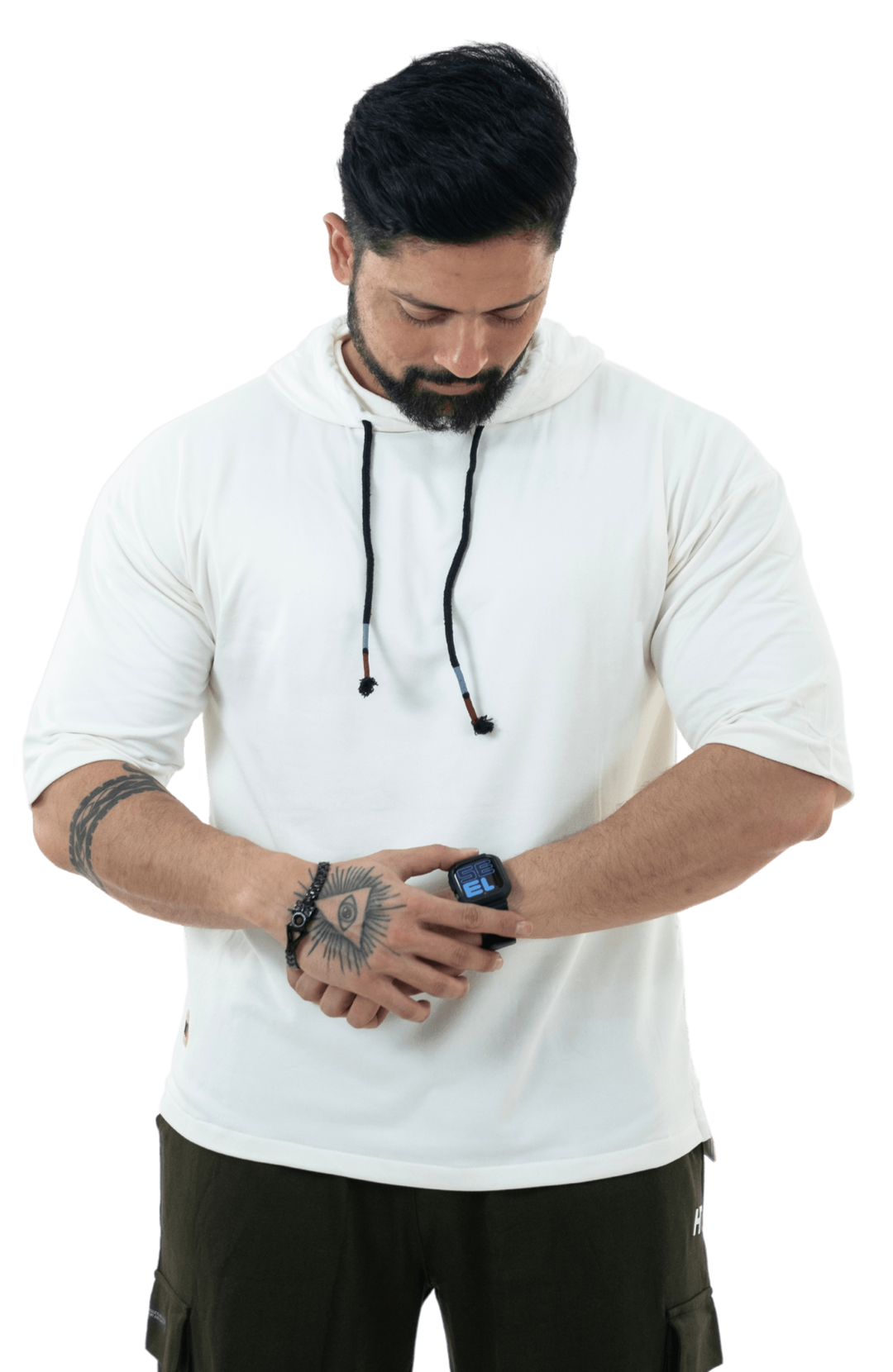 THiNK Men's White Drop Sleeves Hoodie - HNAthleisure