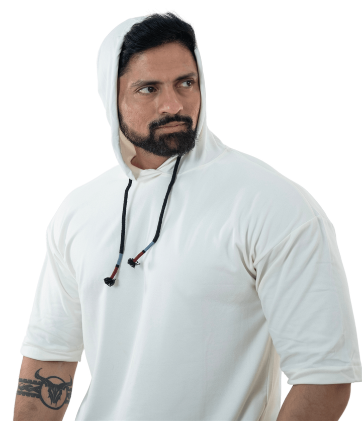 THiNK Men's White Drop Sleeves Hoodie - HNAthleisure