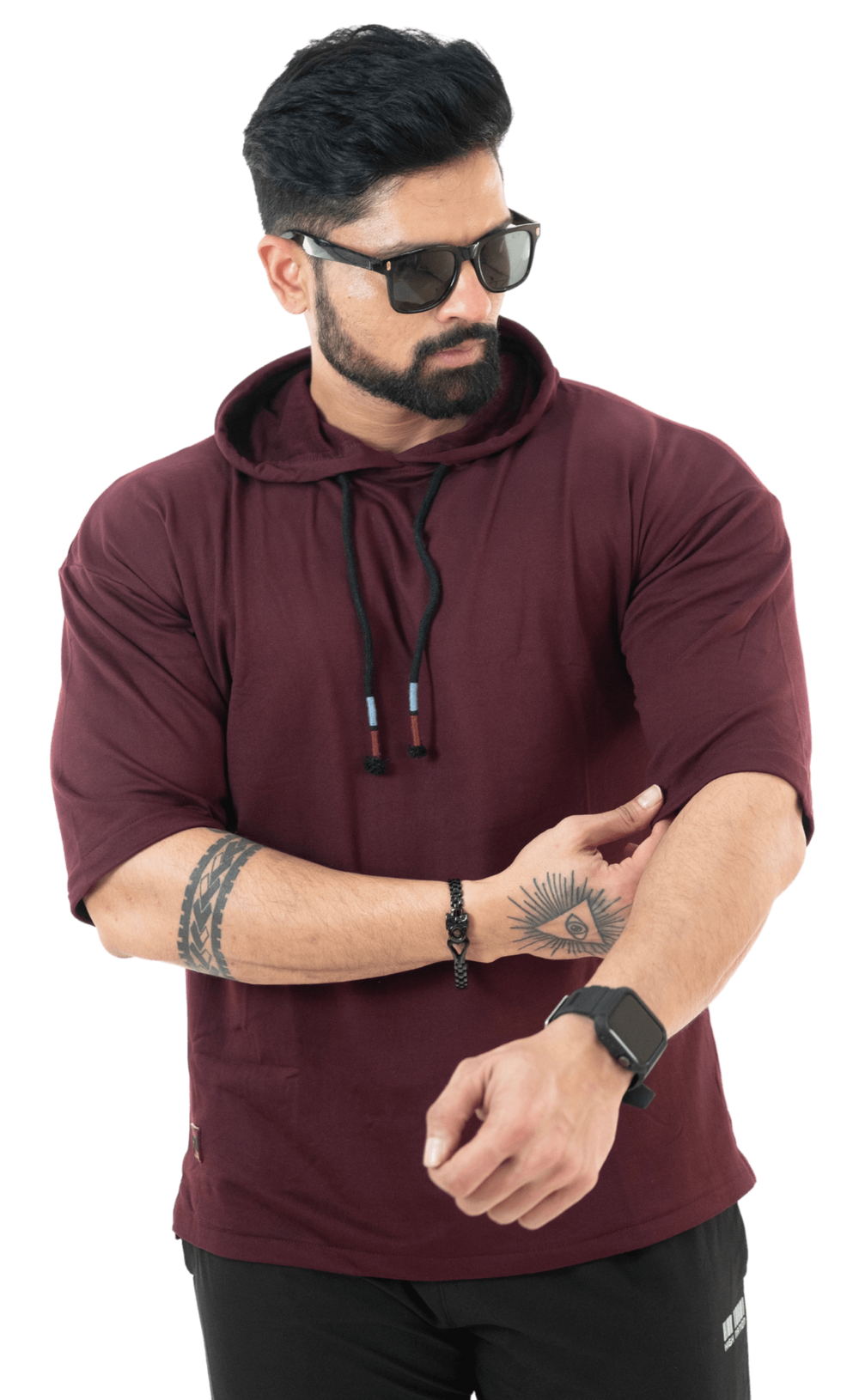 THiNK Men's Wine Red Drop Sleeves Hoodie - HNAthleisure
