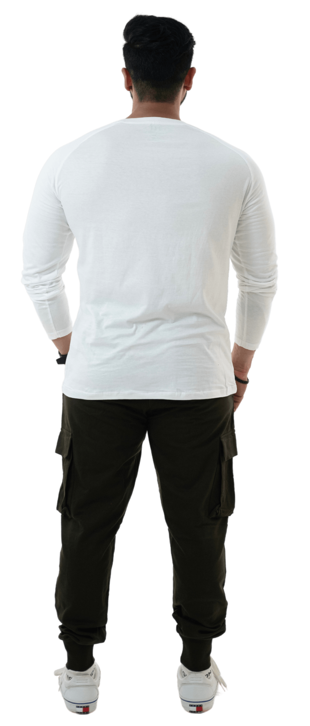 White Full Sleeves Henley Tee - HNAthleisure