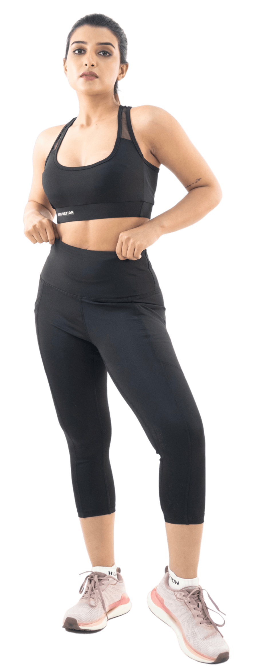 Black Sports Bra-Capri Pant Co Ord Sets women - HNAthleisure
