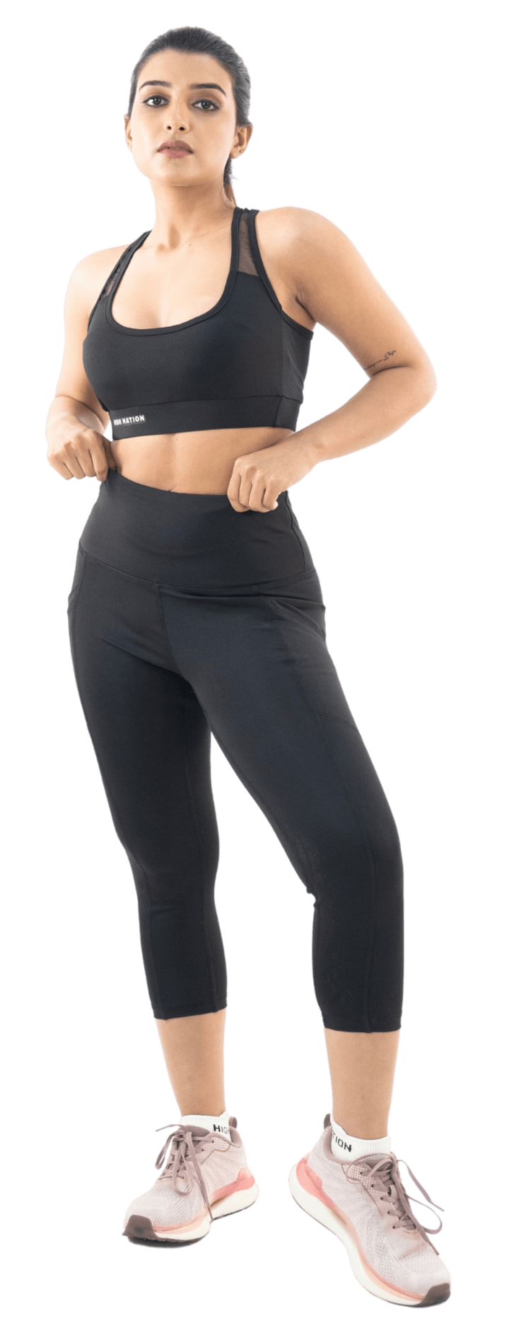Black Sports Bra-Capri Pant Co Ord Sets women - HNAthleisure