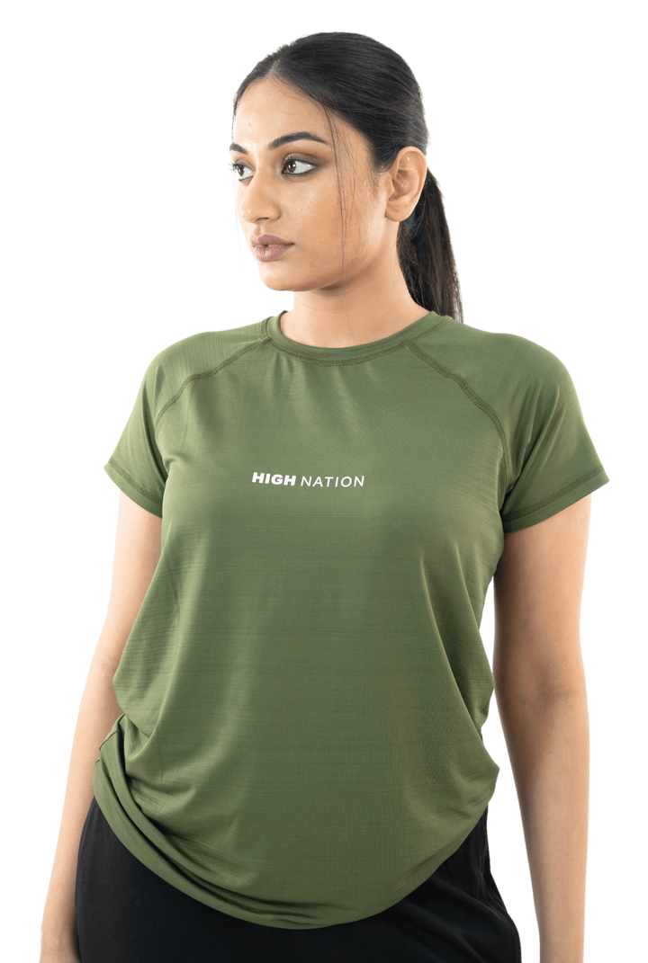 SOuLL Active Olive Green Half Sleeves T-Shirt - HNAthleisure