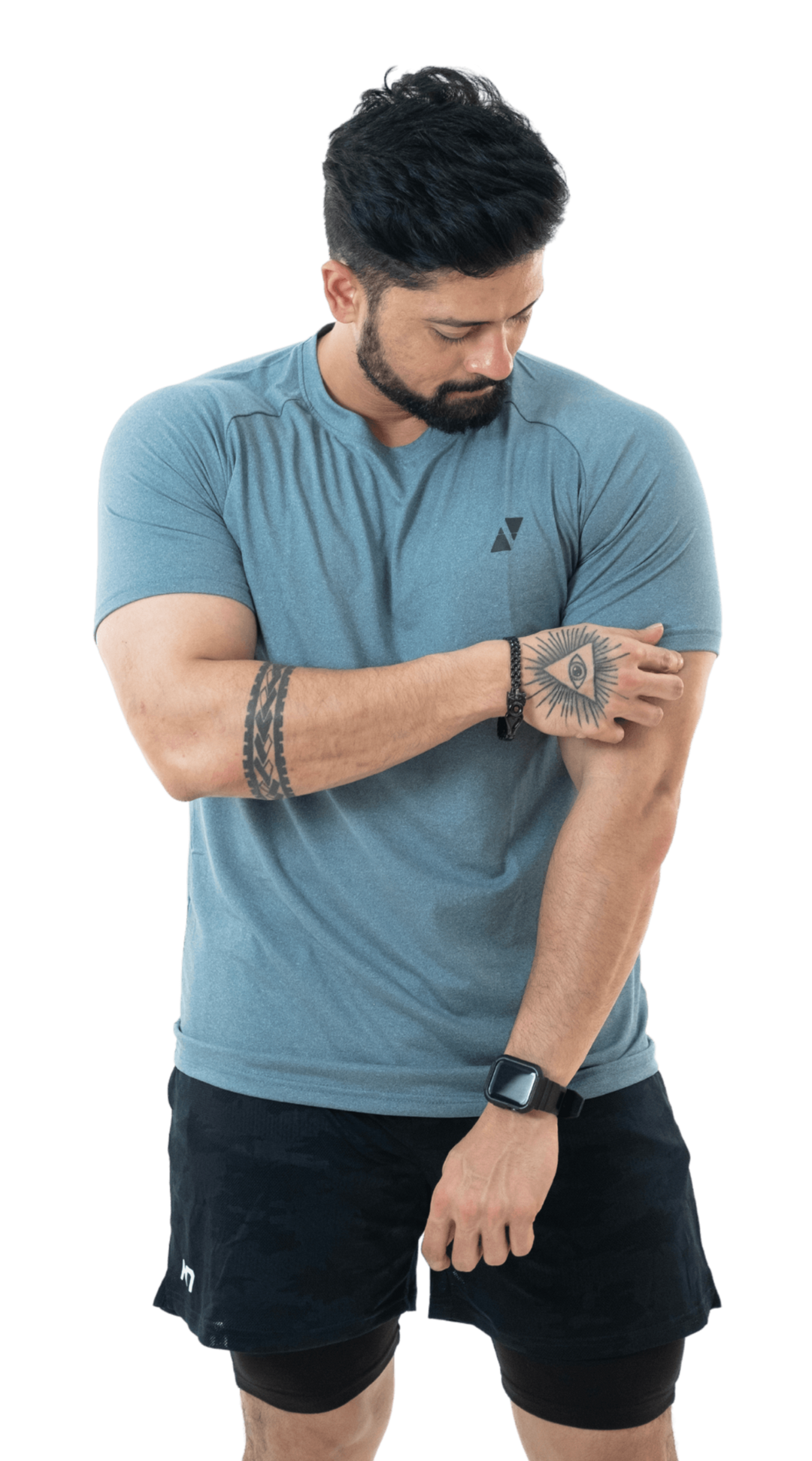 Blue Melange Rag Tee - HNAthleisure