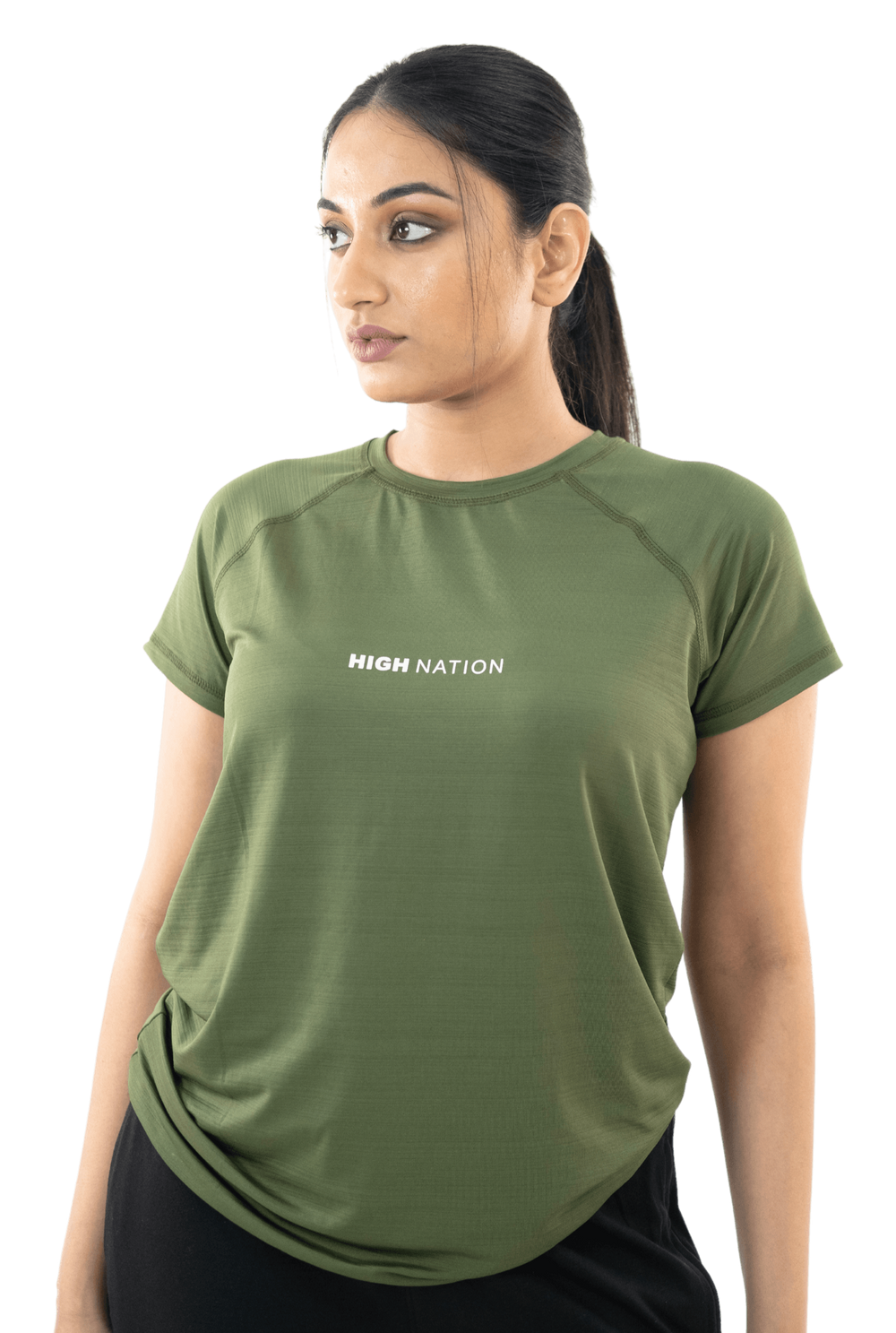 Olive Green Half Sleeve T Shirt womens - HNAthleisure