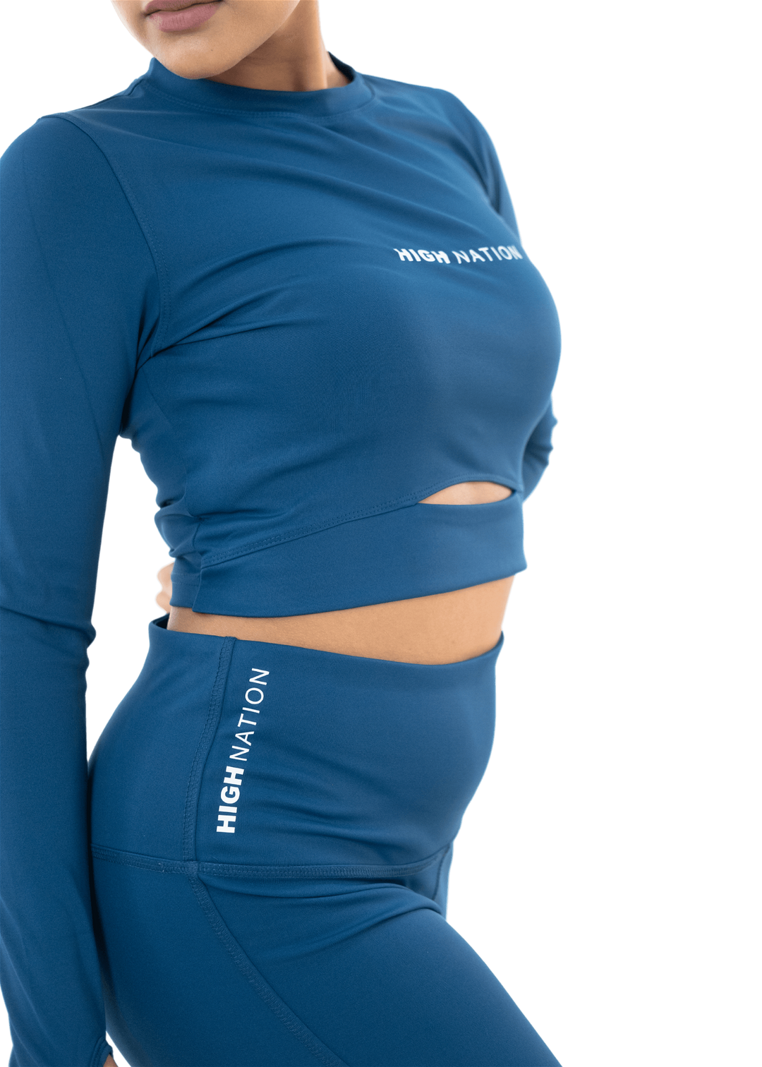 Airforce Blue Thumbhole Crop Top - HNAthleisure