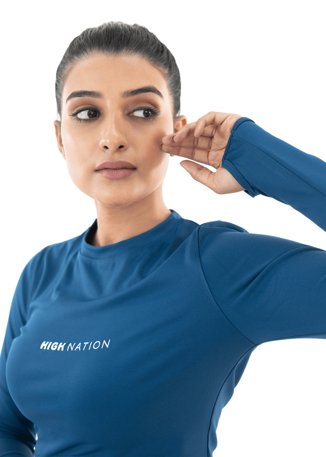 Airforce Blue Thumbhole Crop Top - HNAthleisure