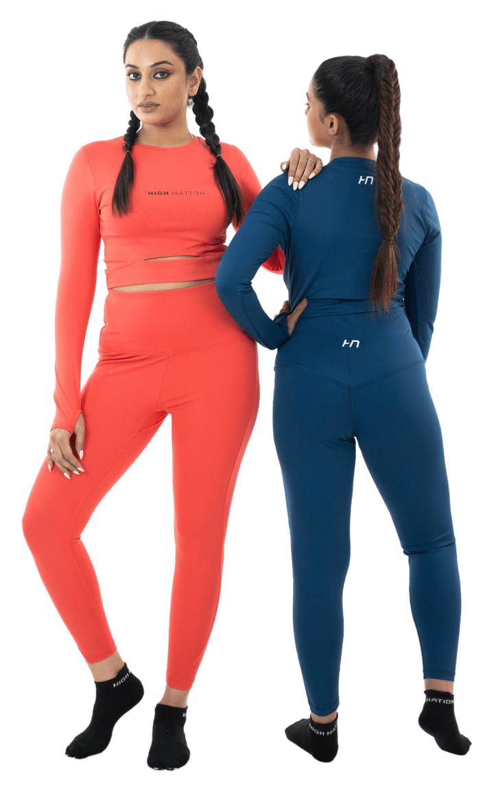 Airforce Blue Thumbhole Crop Top - HNAthleisure