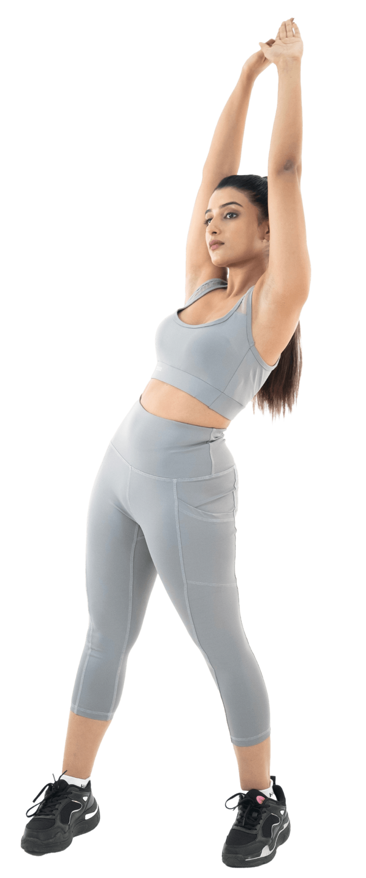 Grey Sports Bra-Capri Pant Co-Ord Set - HNAthleisure