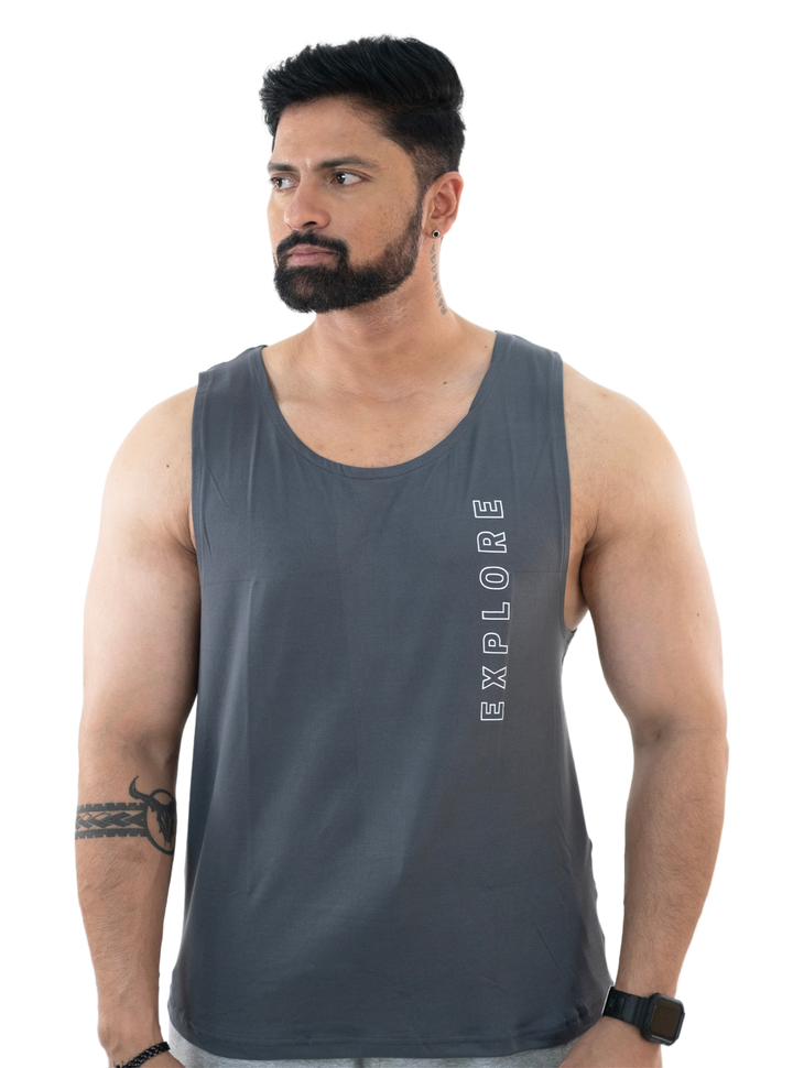 NoVA Men's Grey Solid Vest - HNAthleisure