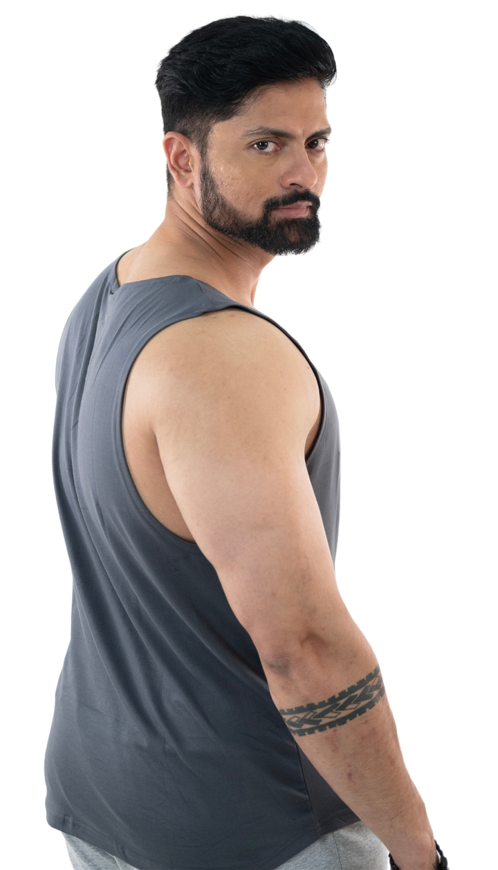 NoVA Men's Grey Solid Vest - HNAthleisure