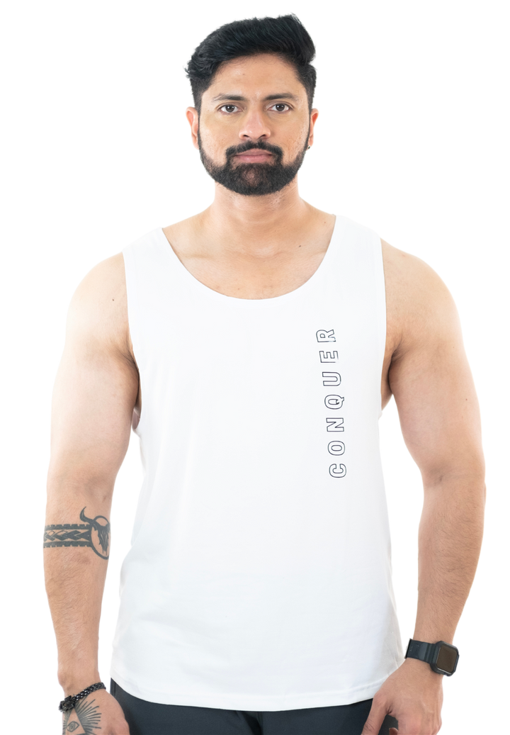 NoVA Men's White Solid Vest - HNAthleisure