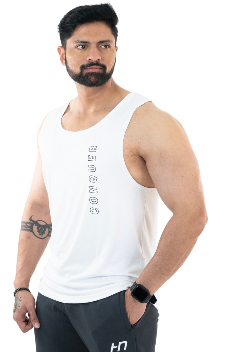NoVA Men's White Solid Vest - HNAthleisure