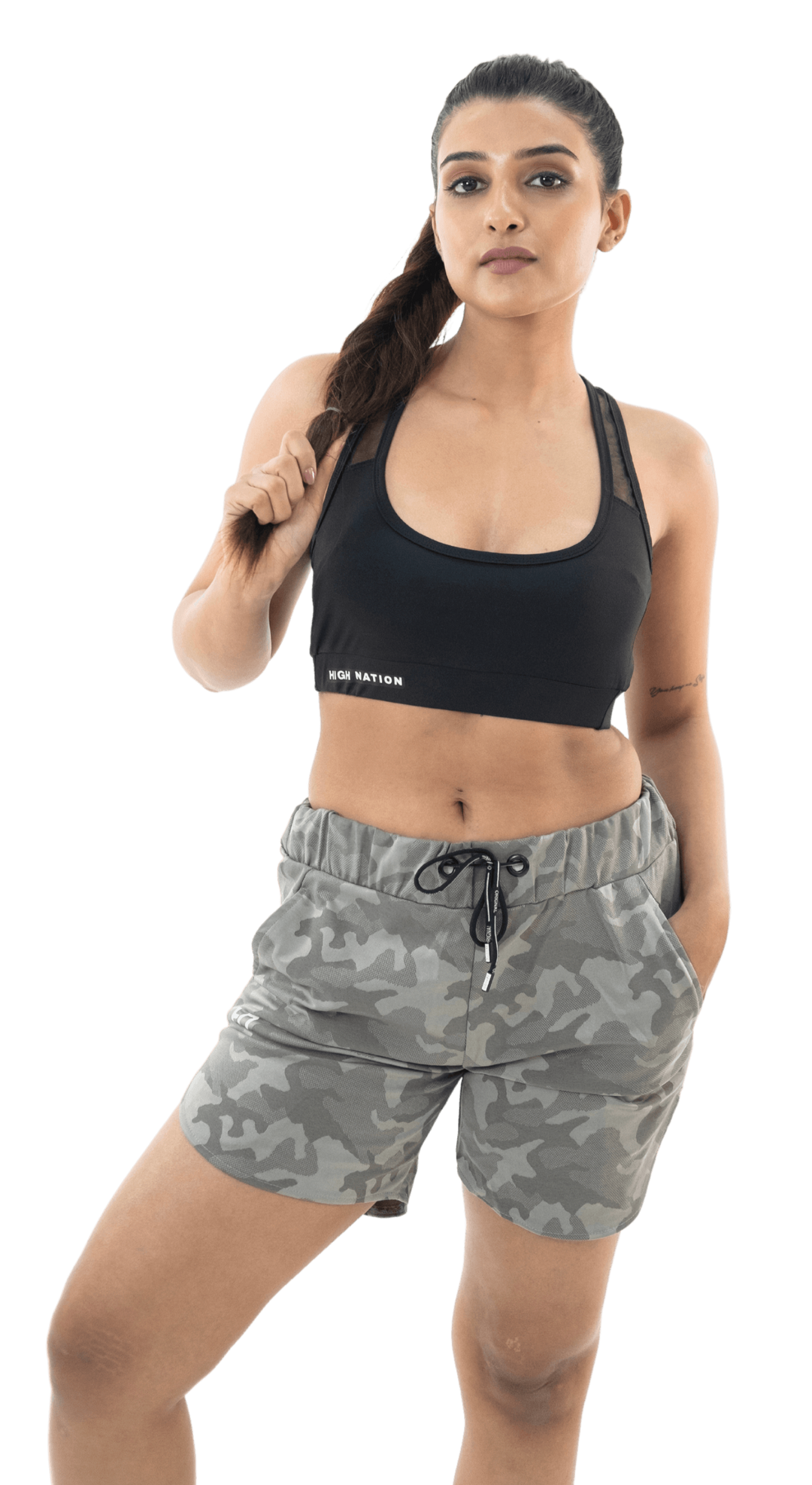 Performance Double Layer Shorts - Grey Camo Design - HNAthleisure