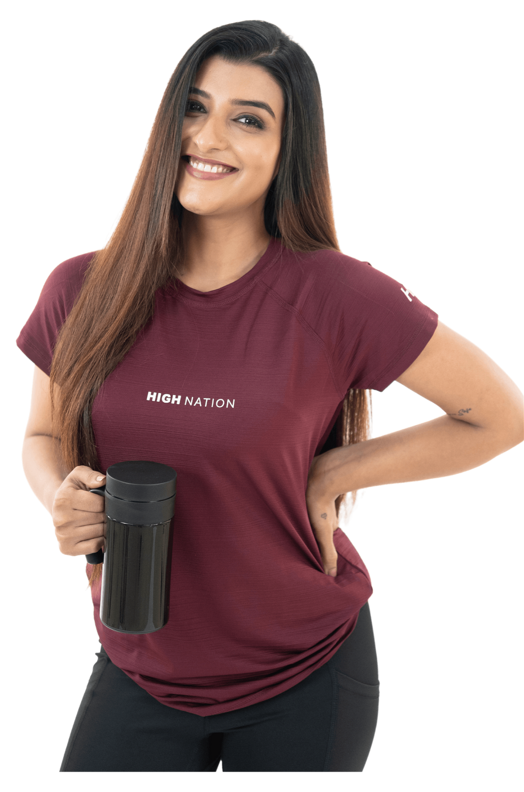 SOuLL Active Wine Red Half Sleeves T-Shirt - HNAthleisure