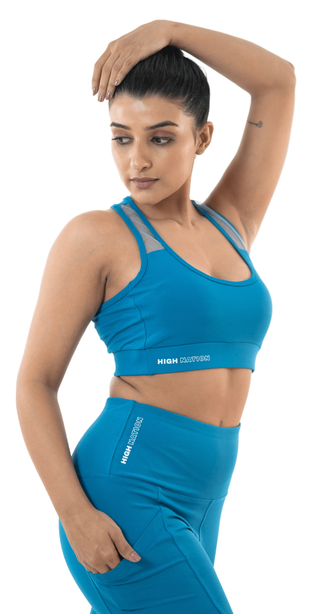 Sea Port Blue Sports Bra-Capri Pant Co-Ord Set - HNAthleisure