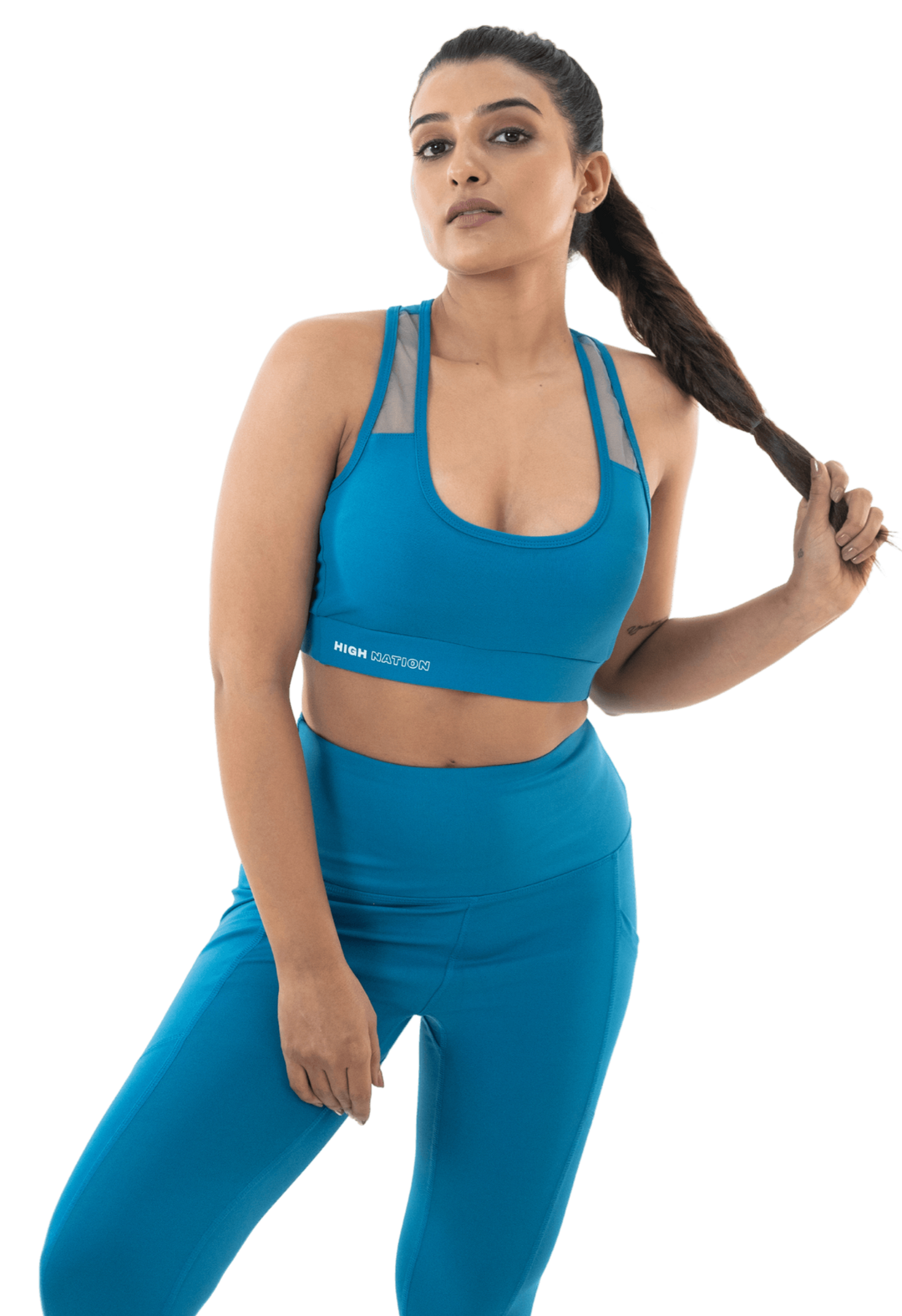 Sea Port Blue Sports Bra-Capri Pant Co-Ord Set - HNAthleisure