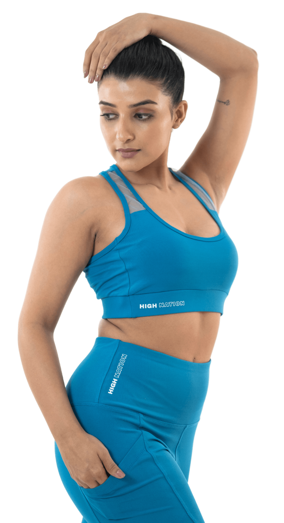 Solid Sea Port Blue Cross Back Sports Bra - HNAthleisure