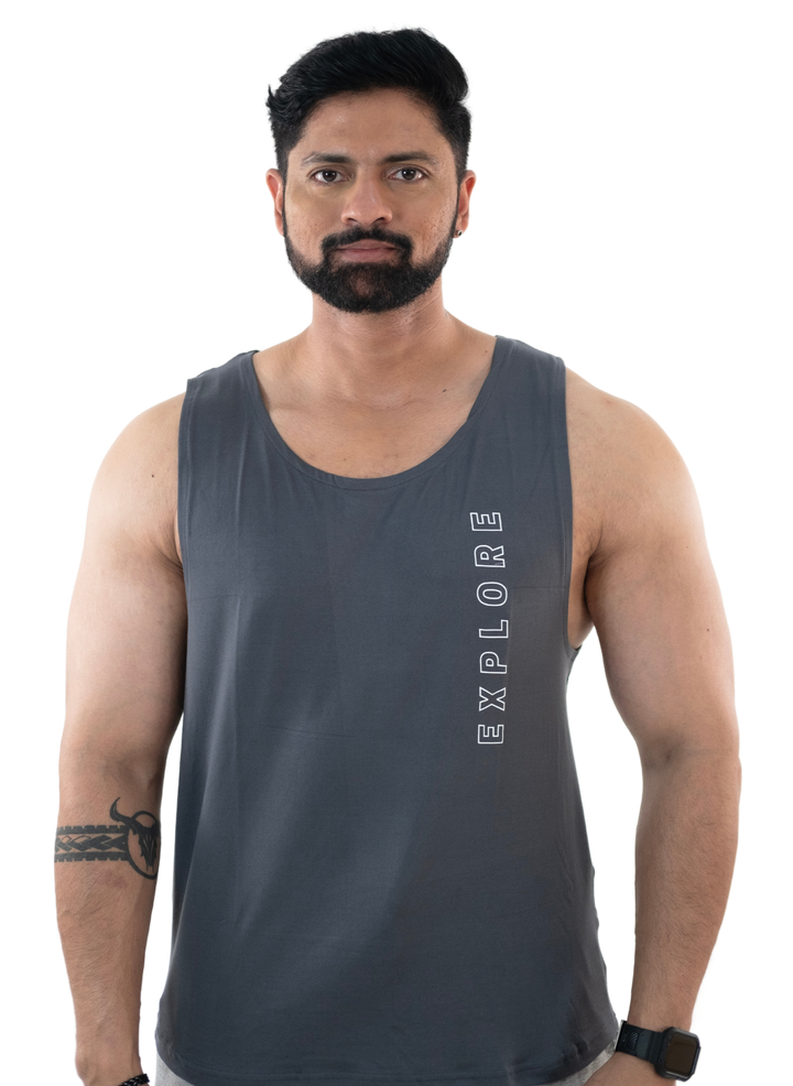 Men's Solid Vest Grey - High Nation