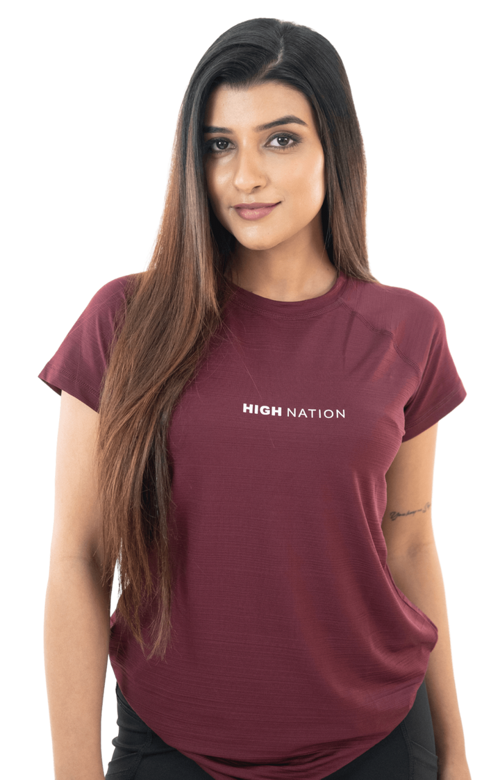 SOuLL Active Wine Red Half Sleeves T-Shirt - HNAthleisure
